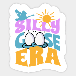 Silly Goose Shirt Funny Cute In My Era Meme Groovy Retro Wavy Sticker